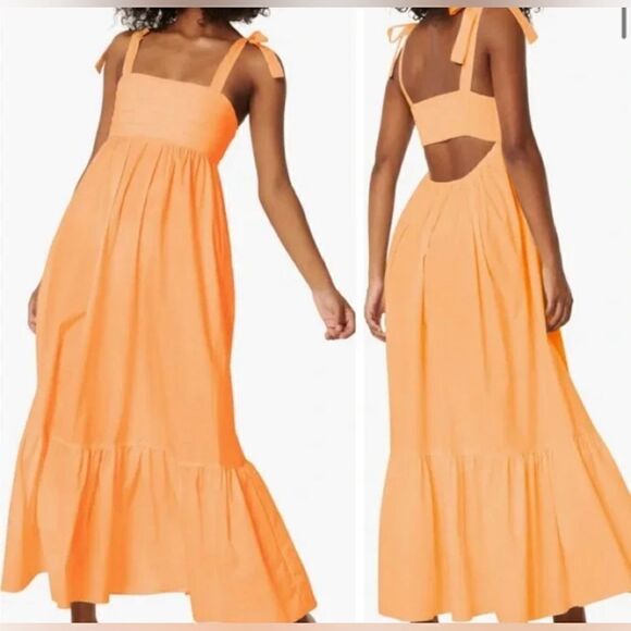 REVOLVE Misa Serafina square neck sundress cottagecore Tangerine cut out NWT M - Picture 1 of 11